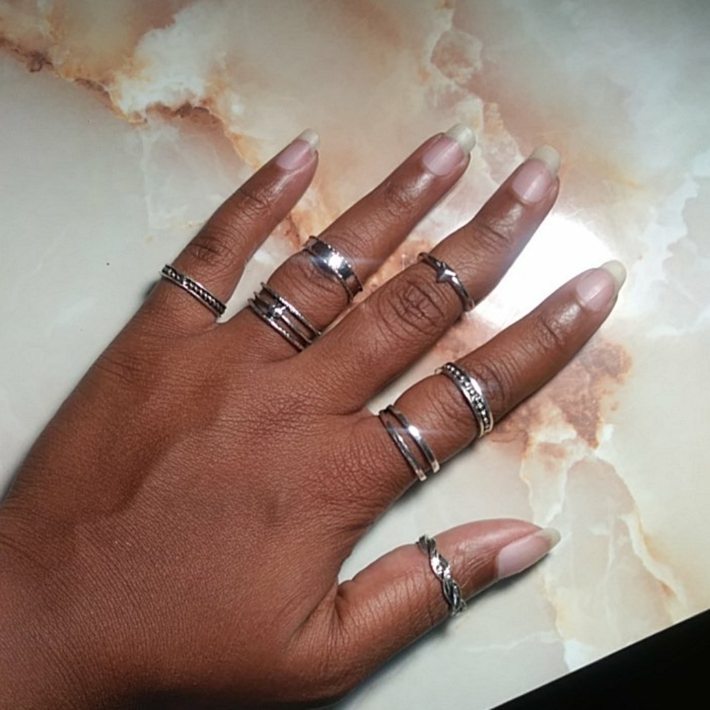 7 pc adjustable toe ring set with 2 anklets